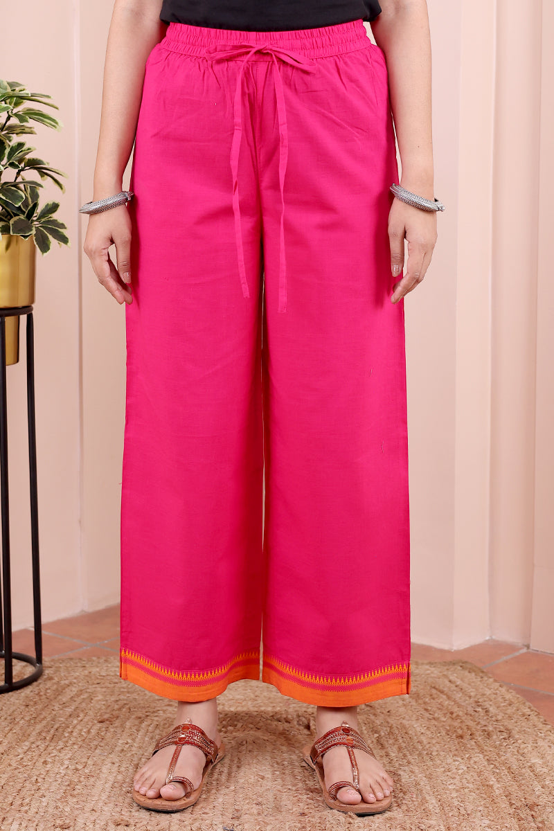 Pink Dobby South Cotton Women Flared Pant WFLPT04242