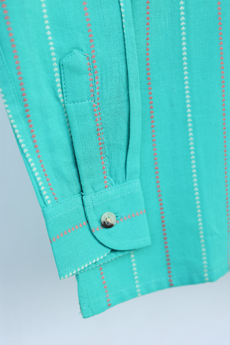 Blue Dobby South Cotton Short Kurta Full Sleeves BSKFS10237