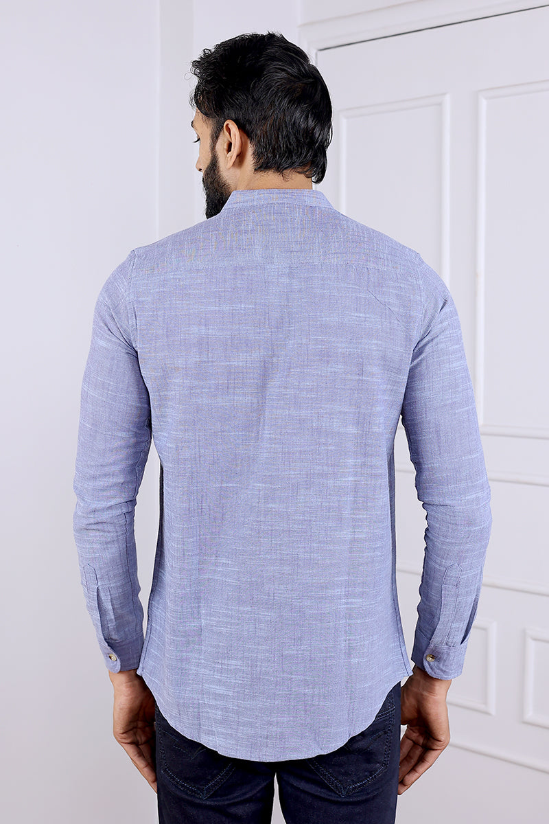 Blue Hand Dyed South Cotton Men Shirt Full Sleeves MSHFS03236