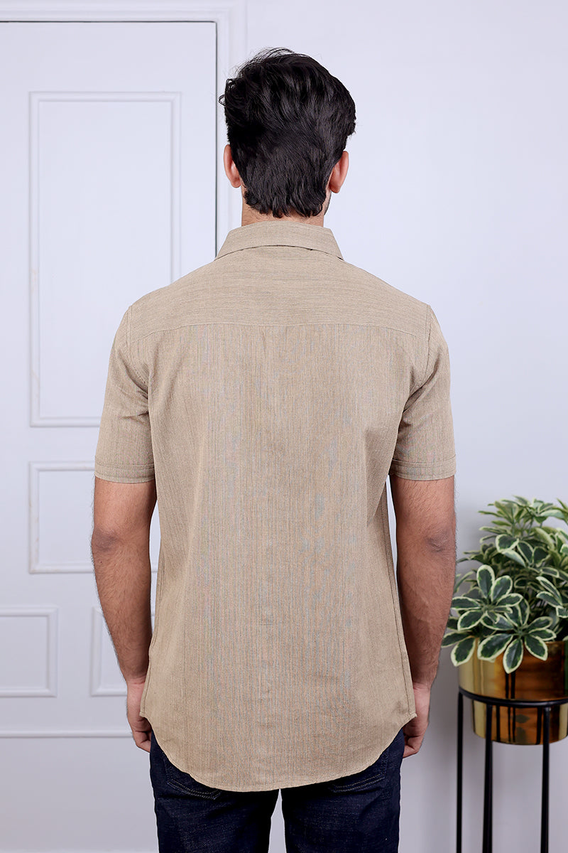Brown Hand Dyed Amber Cotton Shirt Half Sleeves MSHHS03246