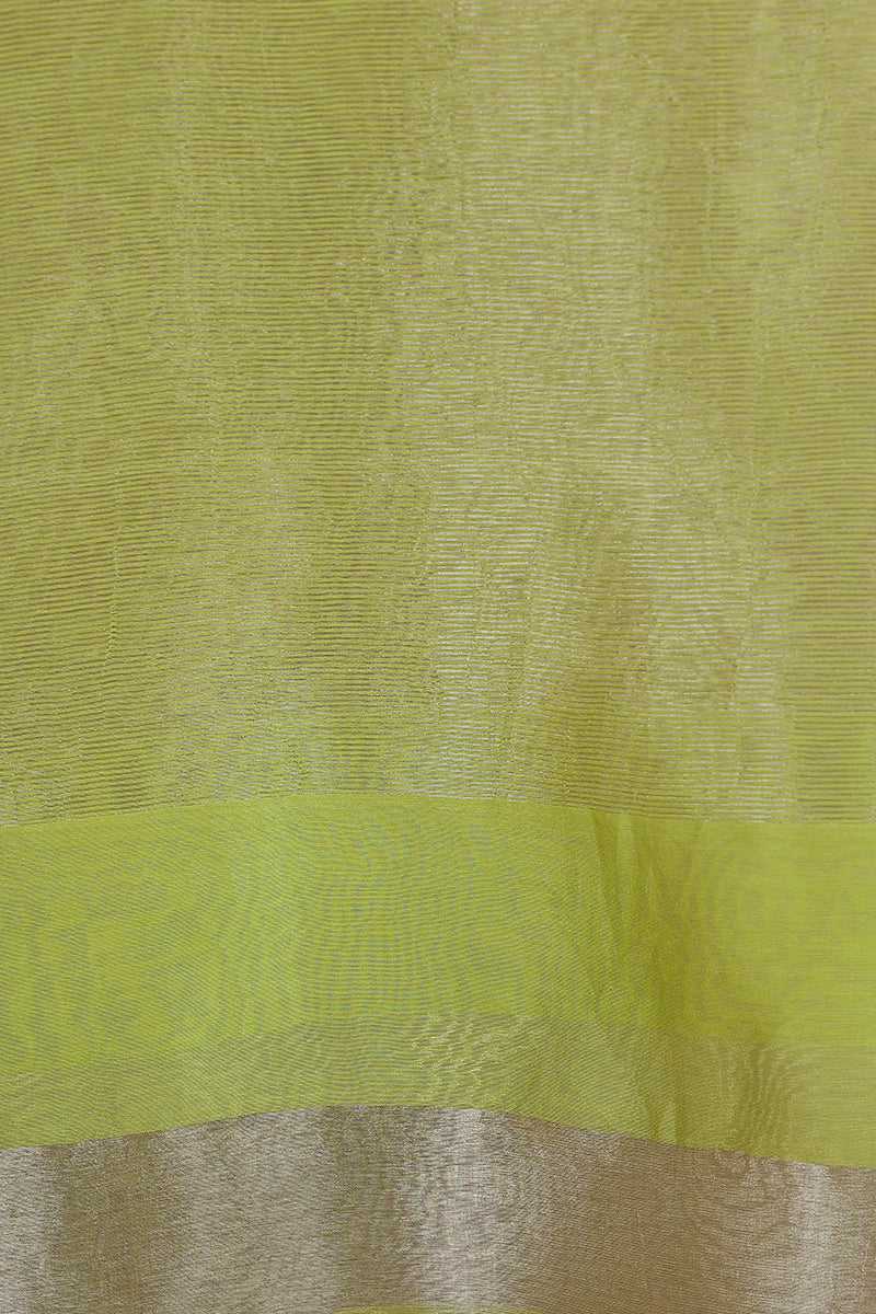 Green Zari Stripes Chanderi Silk Dupatta DUPAT102335