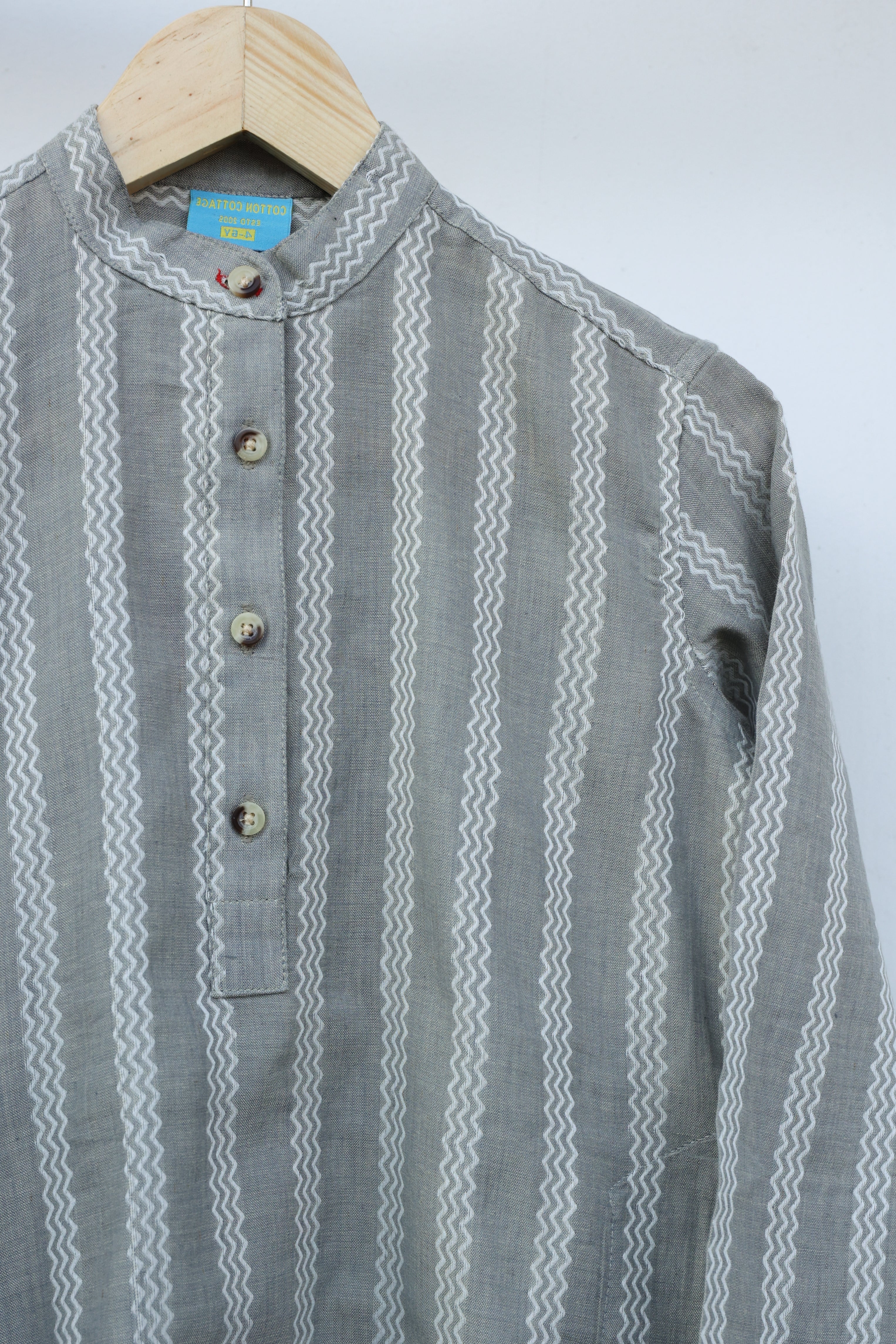 Grey Dobby South Cotton Boy Long Kurta Full Sleeves BLKFS09233