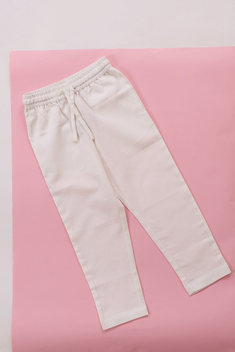 Off White Hand Dyed Cotton Flax Girl Ankle Pant GAKPT11235
