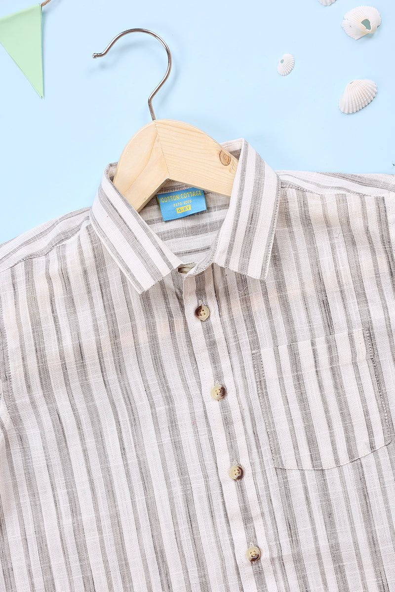 Off White Stripes South Cotton Boy Shirt Half Sleeves BSHHS09235