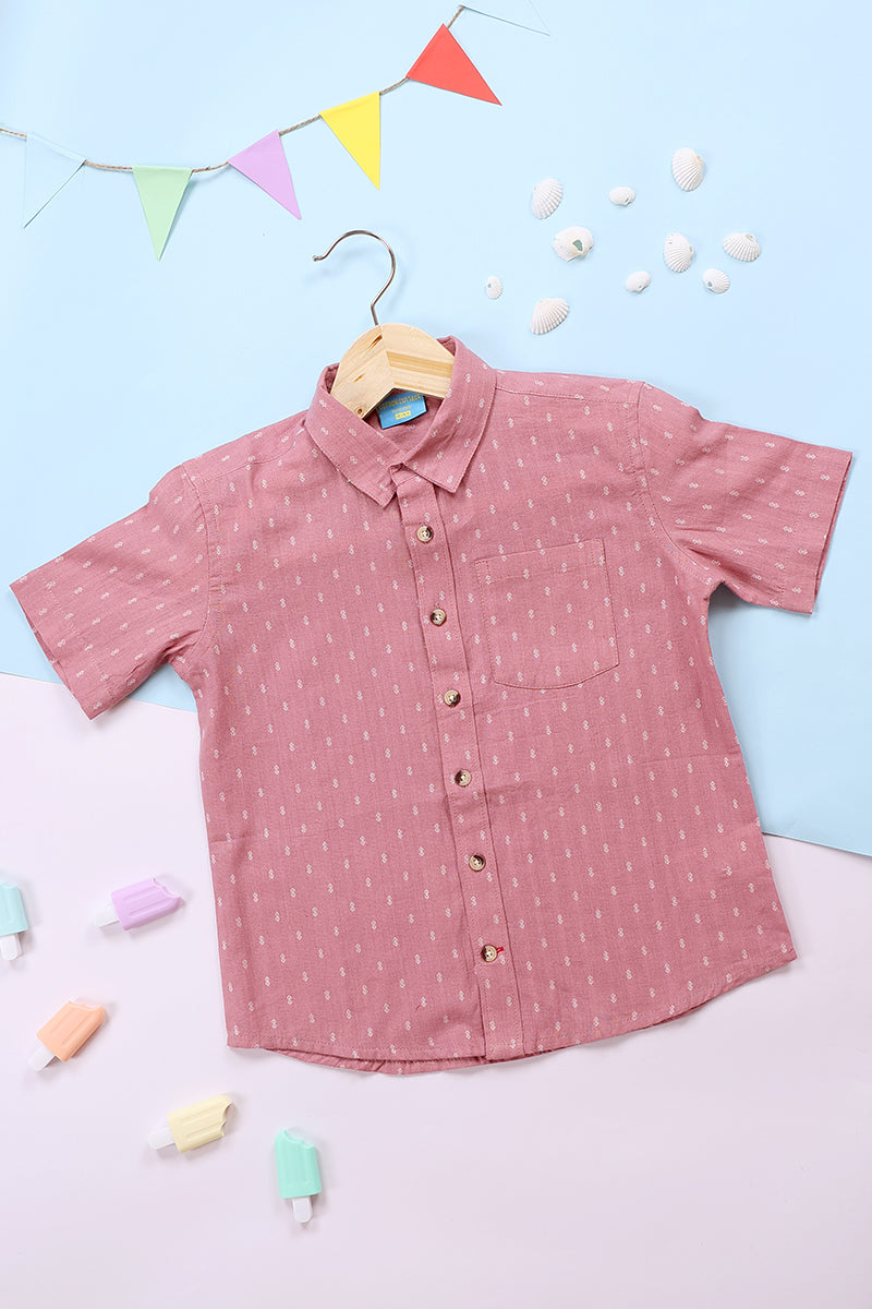Peach Dobby South Cotton Boy Shirt Half Sleeves BSHHS09231