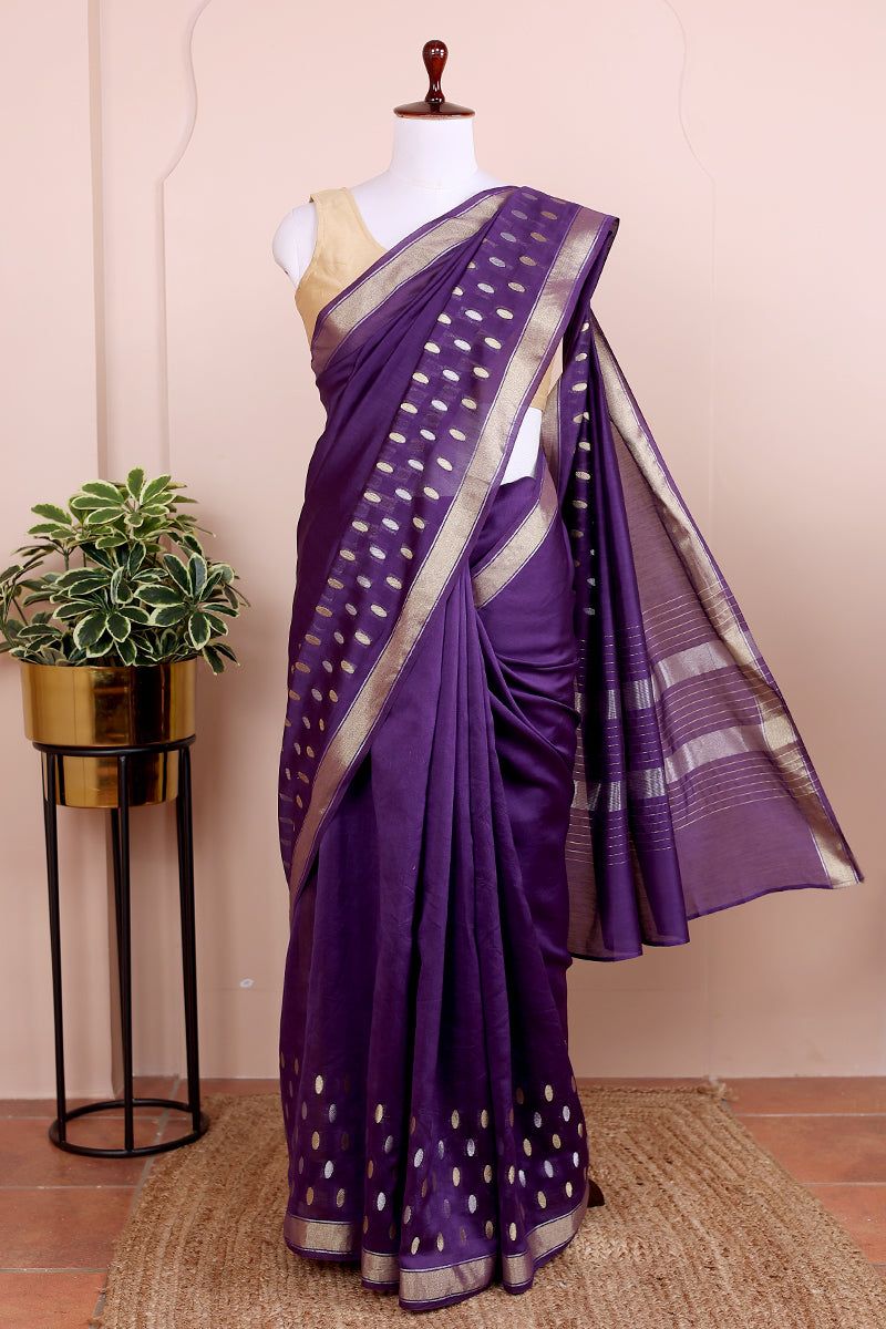 Purple Jaquard Banarasi Silk Saree SAREE102321