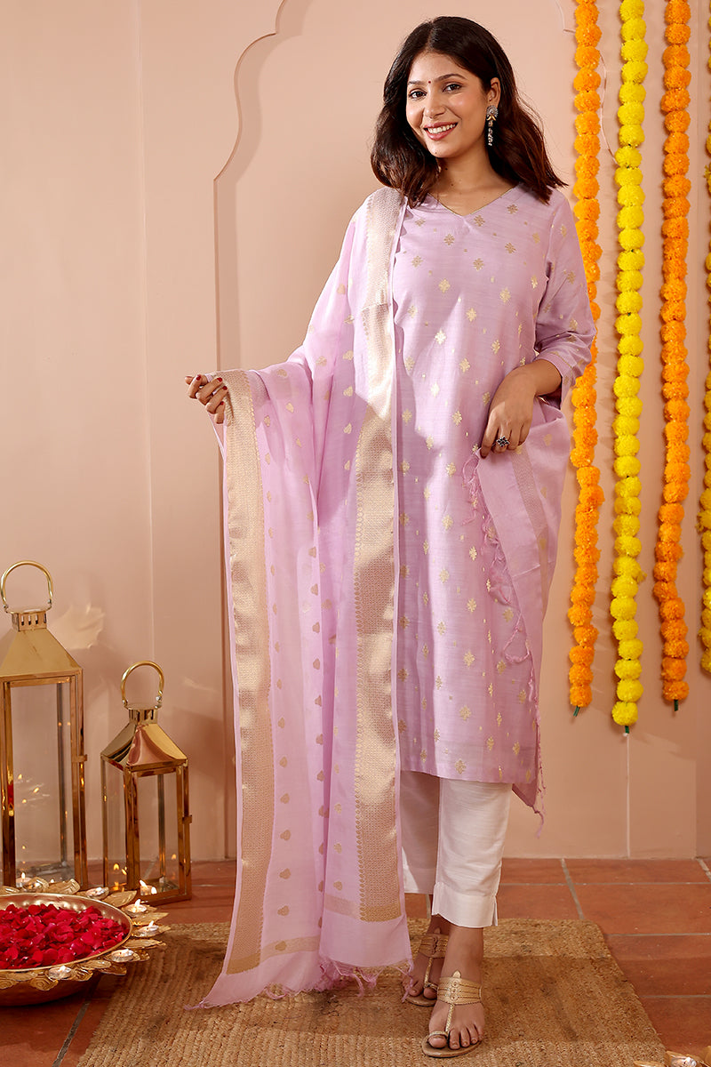 Purple Jaquard Banarasi Silk Dupatta DUPAT102315