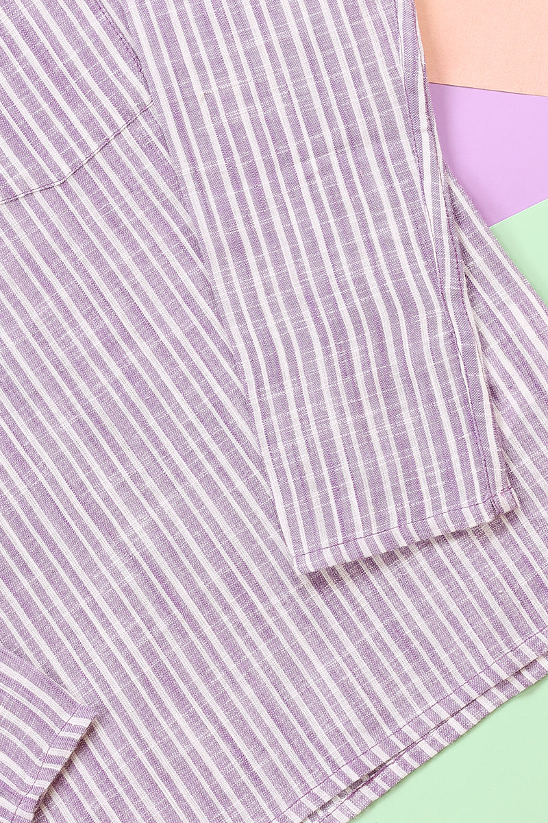 Purple Stripes South Cotton Boy Short Kurta Full Sleeves BSKFS09236
