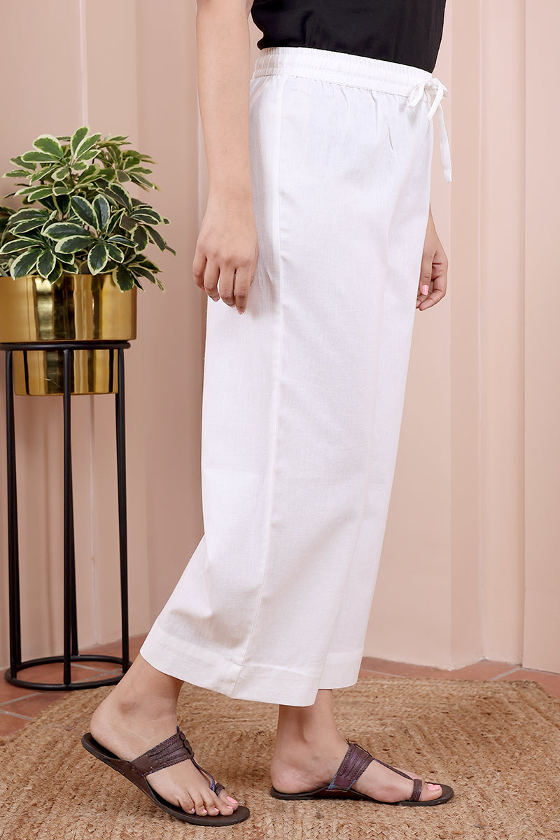 White Hand Dyed Cotton Women Flared Pant WFLPT102311