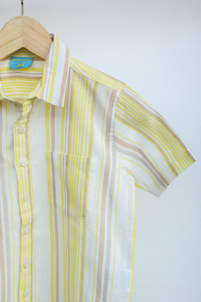 Yellow Hand Dyed South Cotton  Shirt Half Sleeves BSHHS11234