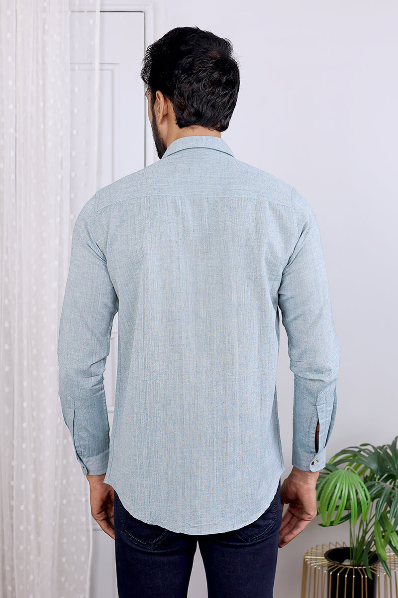 Blue Hand Dyed Amber Cotton Men Shirt Full Sleeves (MSHFS08238) - Cotton Cottage (4)