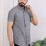 Grey Hand Dyed Amber Cotton Men Shirt Half Sleeves (MSHHS052320) - Cotton Cottage (2)