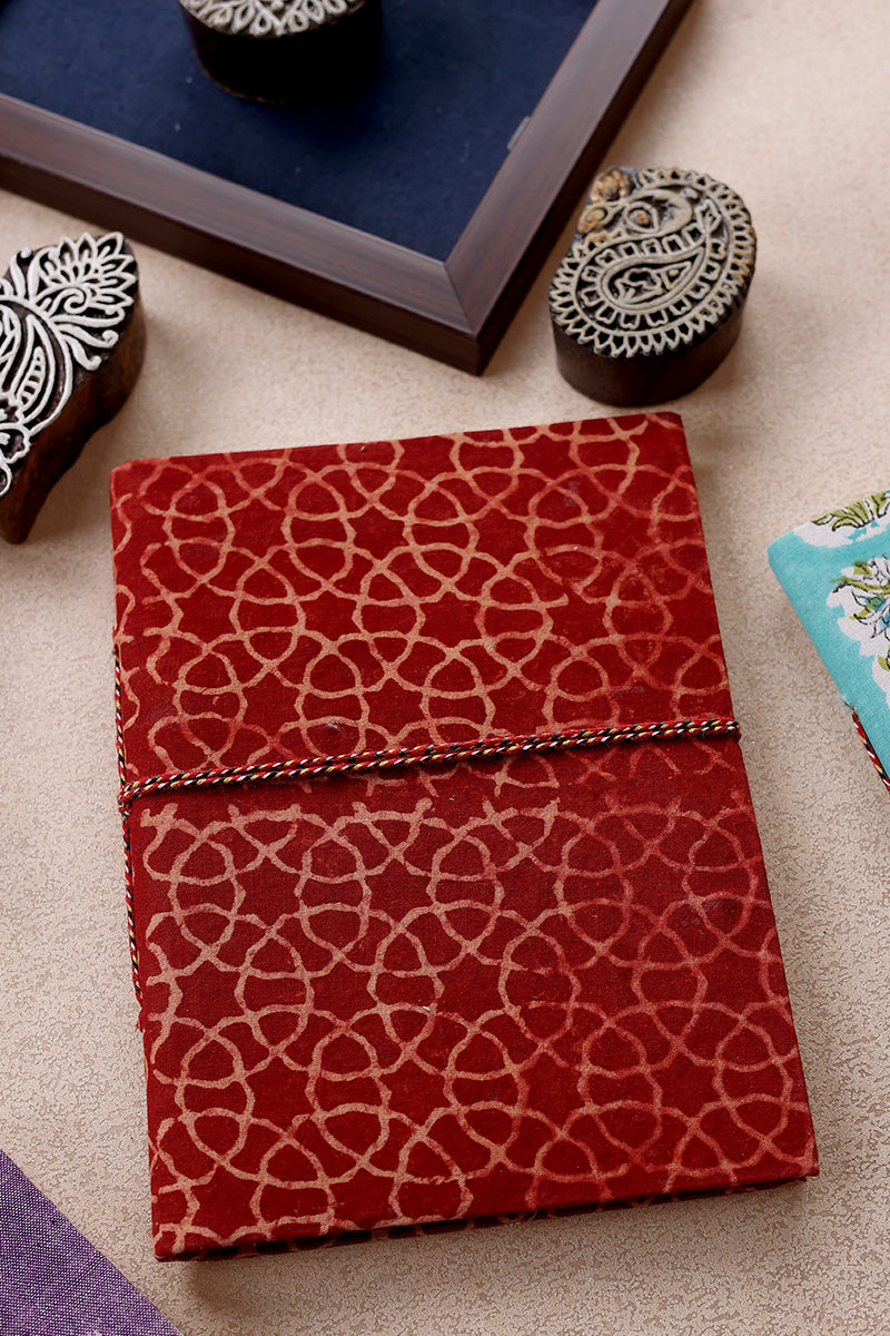 Rust Ajrakh Handcrafted Diary (DIARY04232) - Cotton Cottage (1)