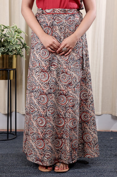 Beige Kalamkari Cotton Wraparound WRPND252C6