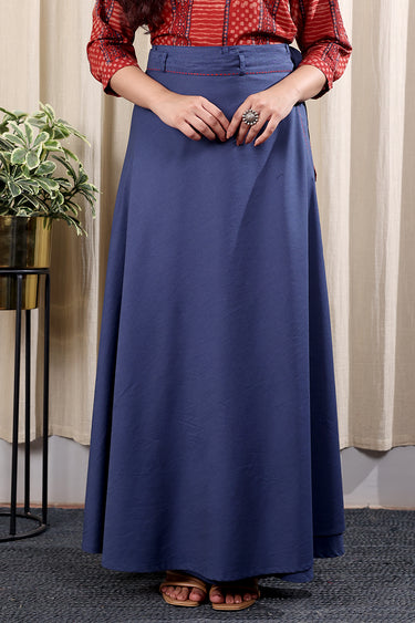 Navy Blue Hand Dyed Cotton Viscose Blend Wraparound WRPND253C4