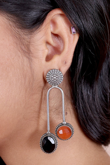 Orange Black Stone Earring EARNG042491