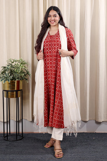 Ivory Hand Dyed Kota Cotton Silk Dupatta DUPAT252C85