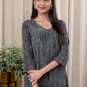 Black Dhabu Cotton Women Long Kurta 
