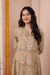 Beige Cotton kurta for Women 