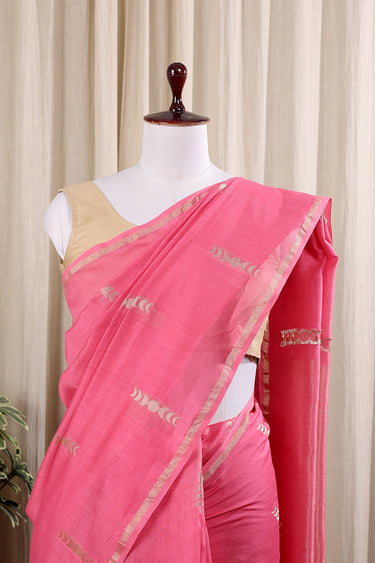 Rose Pink Jaquard Banarasi Silk Saree SAREE252C137
