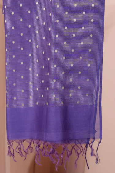 Royal Indigo Jaquard Stripes Banarasi Silk Dupatta
