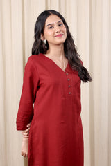 Maroon Hand Dyed Women Long Kurta 
