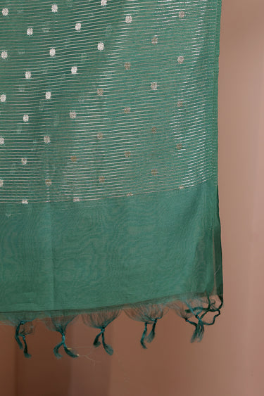 Dark Green Jaquard Stripes Banarasi Silk Dupatta DUPAT252C149