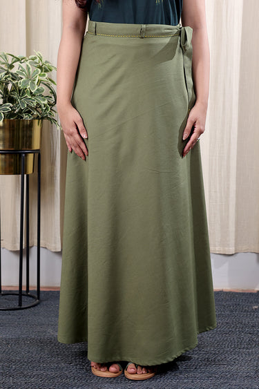 Green Hand Dyed Cotton Viscose Blend Wraparound WRPND253C3