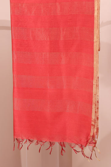 Red Zari Stripes Chanderi Silk Dupatta