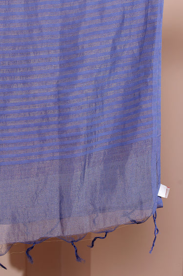 Midnight Blue Zari Stripes Chanderi Silk Dupatta DUPAT252C18