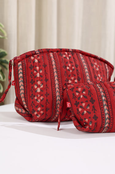 Raaga Red Quilted Essentials Pouch Set POUC3252C3