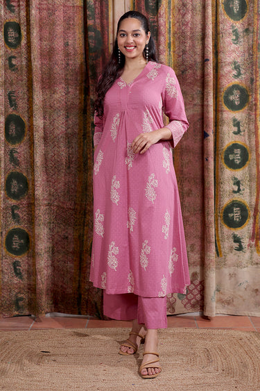 Wine Sanganeri Cotton Dobby Women Long Kurta Long Sleeves WLKLS253C60