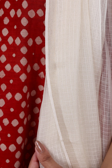 Ivory Hand Dyed Kota Cotton Silk Dupatta DUPAT252C85