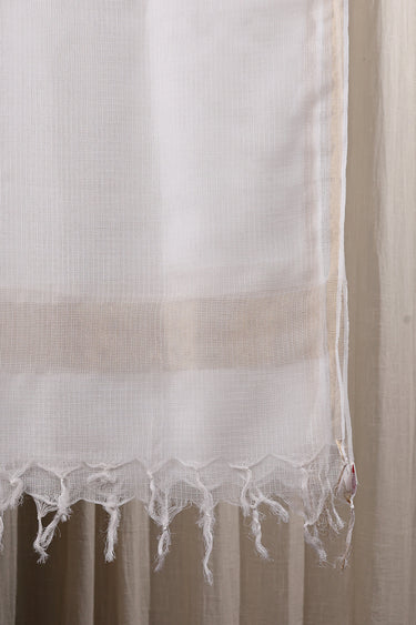 White Hand Dyed Kota Cotton Silk Dupatta DUPAT252C84