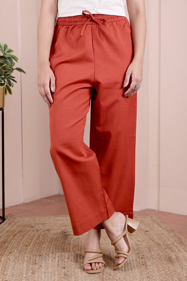 Rust Hand Dyed Cotton Women Flared Pant WFLPT253C6