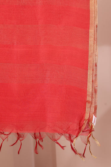 Red Zari Stripes Chanderi Silk Dupatta