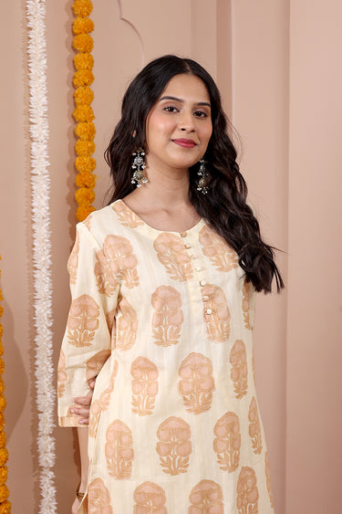 Sanganeri Dobby Stripe Women Long Kurta 