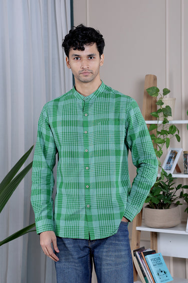 Fern Green Checks South Cotton Men Shirt