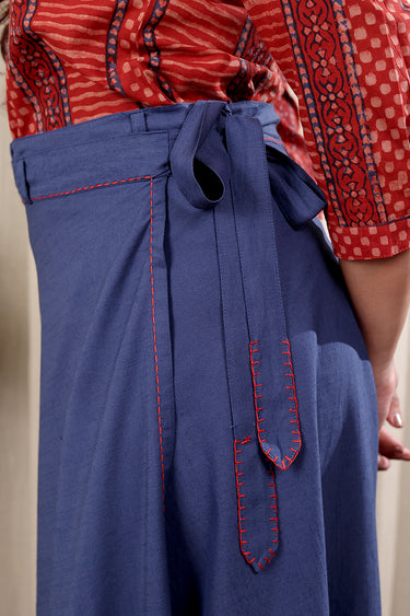 Navy Blue Hand Dyed Cotton Viscose Blend Wraparound WRPND253C4