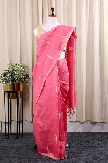 Rose Pink Jaquard Banarasi Silk Saree SAREE252C137