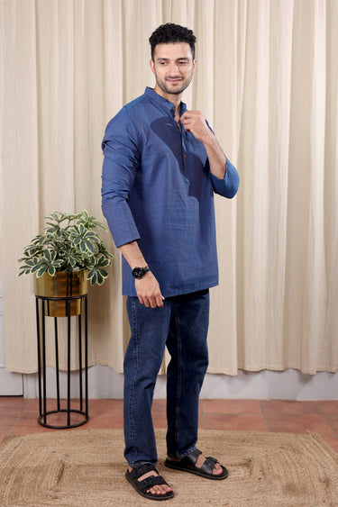 Violet Yarn Dyed South Cotton Men Short Kurta Full Sleeves MSKFS252C44