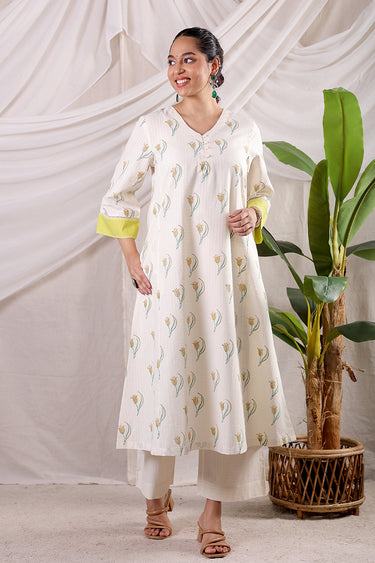 Natural Dyed Cotton Dobby Women Flared Pant