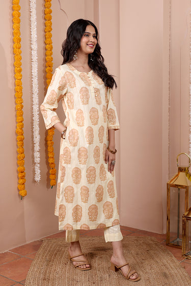 Cream Hand Dyed Dobby Stripe Women Ankle Pant WAKPT252C23