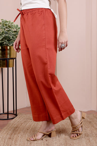 Rust Hand Dyed Cotton Women Flared Pant WFLPT253C6