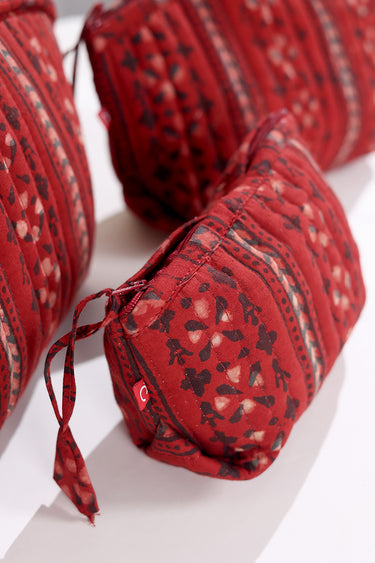 Raaga Red Quilted Essentials Pouch Set POUC3252C3