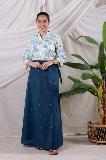 Navy Blue Dobby South Cotton Wraparound
