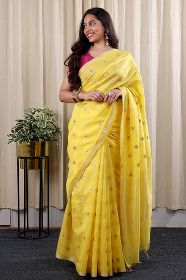 Olive Mina Buta Banarasi Silk Saree SAREE252C89