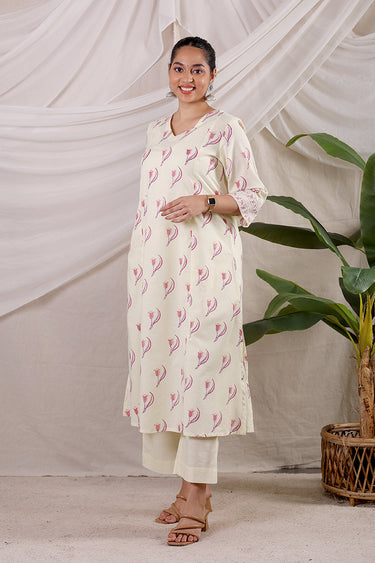 Butter Yellow Stripes Cotton Dobby Women Flared Pant