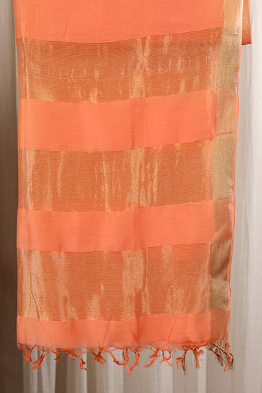 Dark Coral Hand Dyed Chanderi Silk Dupatta DUPAT252C69