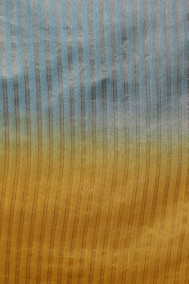 Mustard Blue Ombre Chanderi Zari Stripes Saree SAREE252C130